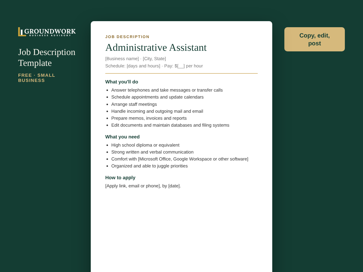 Administrative Assistant job description template preview