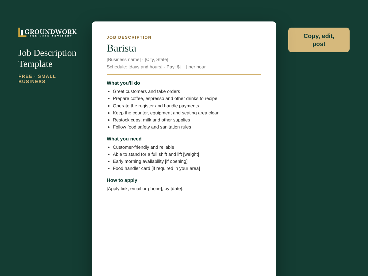 Barista job description template preview