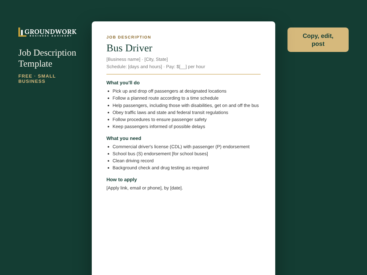 Bus Driver job description template preview