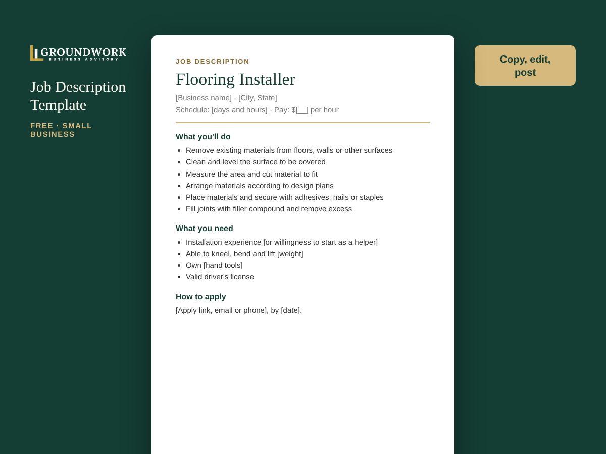 Flooring Installer job description template preview