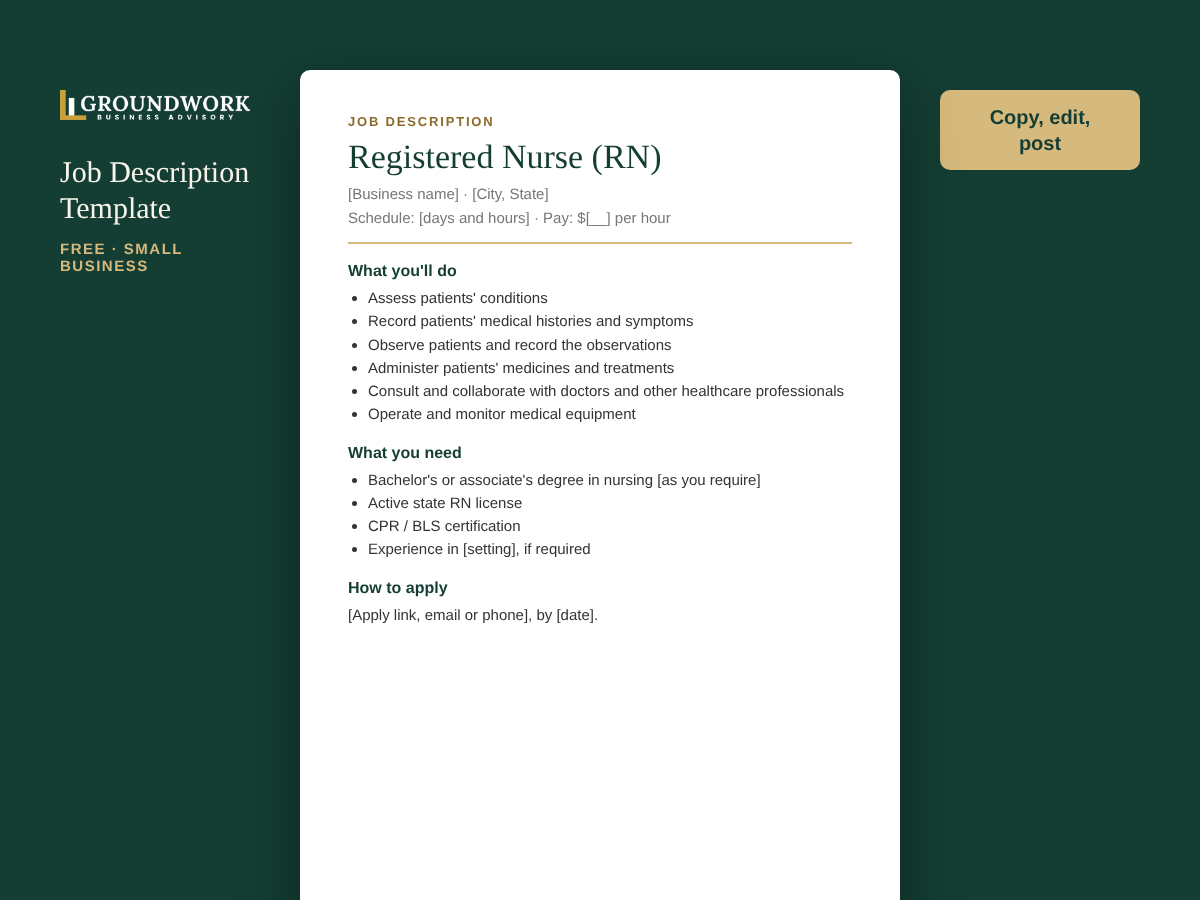 Registered Nurse (RN) job description template preview